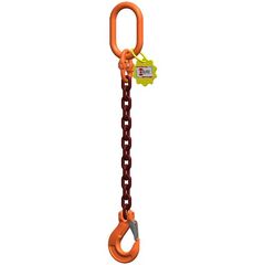  1-Strang-Kettengehänge, mit PAS-Kette mit Sonder-Aufhängering (für Kranhaken DIN 15401 Nr. 25) McBULL® 1-Strang-Kettengehänge, GK10, PAS-Kette, 7 mm, 1 Meter, Typ1K25 12401702