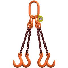  4-Strang-Kettengehänge, mit PAS-Kette mit Sonder-Aufhängering (für Kranhaken DIN 15401 Nr. 25) McBULL® 4-Strang-Kettengehänge, GK10, PAS-Kette, 7 mm, 1 Meter, Typ3K25 12402487