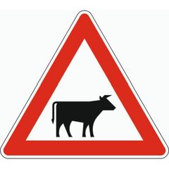  Gefahrenzeichen Verkehrszeichen 101-22 Viehtrieb, Aufst. links, SL 900 mm, Alu 3 mm, RA2 12357186
