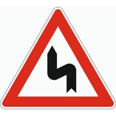 Gefahrenzeichen Verkehrszeichen 105-10 Doppelkurve, zunächst links, SL 900 mm, Alu 2 mm, RA2 12357175