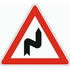  Gefahrenzeichen Verkehrszeichen 105-20 Doppelkurve, zunächst rechts, SL 900 mm, Alu 2 mm, RA2 12357217