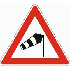  Gefahrenzeichen Verkehrszeichen 117-10 Seitenwind von rechts, SL 900 mm, Alu 2 mm, RA2 12357085