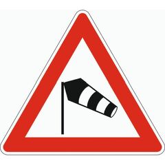  Gefahrenzeichen Verkehrszeichen 117-20 Seitenwind von links, SL 900 mm, Alu 2 mm, RA2 12357255