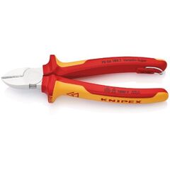  Schneidende Zangen Seitenschneider KNIPEX 70 06 180 T Seitenschneider isoliert mit Mehrkomponenten-Hüllen, VDE-geprüft; mit integrierter isolierter Befestigungsöse zum Anbringen einer Absturzsicherung verchromt 180 mm 12380437