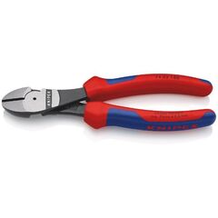  Schneidende Zangen Kraft-Seitenschneider KNIPEX 74 02 180 Kraft-Seitenschneider mit Mehrkomponenten-Hüllen schwarz atramentiert 180 mm 12380470