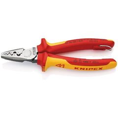  Crimpzangen Crimpzangen für Aderendhülsen mit Dorn-Crimp KNIPEX 97 78 180 T Crimpzange für Aderendhülsen isoliert mit Mehrkomponenten-Hüllen, VDE-geprüft; mit integrierter isolierter Befestigungsöse zum Anbringen einer Absturzsicherung 180 mm 12380633