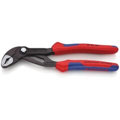 KNIPEX Cobra® Hightech-Wasserpumpenzangen KNIPEX 87 02 180 Cobra® Hightech-Wasserpumpenzange mit Mehrkomponenten-Hüllen grau atramentiert 180 mm 12381214