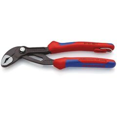  KNIPEX Cobra® Hightech-Wasserpumpenzangen KNIPEX 87 02 180 T Cobra® Hightech-Wasserpumpenzange mit Mehrkomponenten-Hüllen, mit integrierter Befestigungsöse zum Anbringen einer Absturzsicherung grau atramentiert 180 mm 12381210