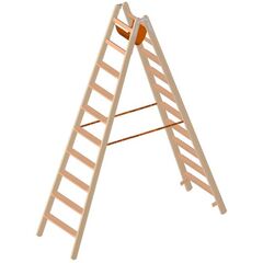  Stehleiter Layher Holzstehleiter mit 10 Stufen; Holzleiter mit 80mm breiten Stufen, beidseitig begehbar; Länge 2,62 m 12405449