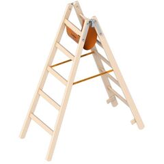  Layher Steigtechnik Leitern Holzstehleiter 5 Sprossen aus stabilem Holz mit 2x5 Sprossen; beidseitig begehbar; klappbar; Länge 1.50 m 12405374