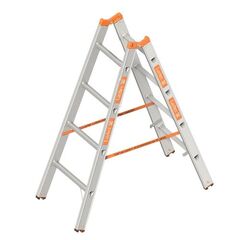  Layher Steigtechnik Leitern Sprossenstehleiter TOPIC 4 Sprossen, Aluminiumleiter 2x4 Sprossen, beidseitig begehbar, klappbar, Länge 1.30 m 12405447