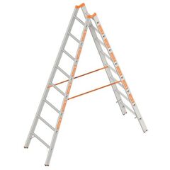  Layher Steigtechnik Leitern Sprossenstehleiter TOPIC 8 Sprossen, Aluminiumleiter 2x8 Sprossen, beidseitig begehbar, klappbar, Länge 2.40 m 12405387