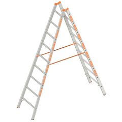  Layher Steigtechnik Leitern Sprossenstehleiter TOPIC 9 Sprossen, Aluminiumleiter 2x9 Sprossen, beidseitig begehbar, klappbar, Länge 2.70 m 12405409
