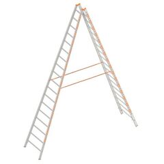  Leitern Sprossenstehleiter TOPIC 18 Sprossen, Aluminiumleiter 2x18 Sprossen, beidseitig begehbar, klappbar, Länge 5.20 m 12405442