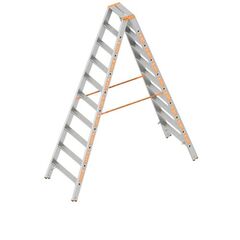  Leitern Layher Stufenstehleiter TOPIC 10 Stufen; Aluminiumleiter 2x10 Stufen 80 mm breit, beidseitig begehbar, klappbar, Länge 2.50 m 12405459