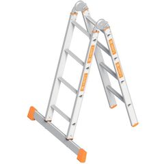  Layher Steigtechnik Leitern Klappleiter TOPIC 4 Sprossen; Aluminiumleiter 2x4 Sprossen, klappbar, beidseitig begehbar, Länge 2.47 m 12405364