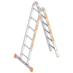  Layher Steigtechnik Leitern Klappleiter TOPIC 6 Sprossen; Aluminiumleiter 2x6 Sprossen, klappbar, beidseitig begehbar, Länge 3.59 m 12405438