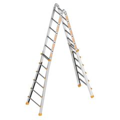  Layher Steigtechnik Leitern Teleskopleiter TOPIC 4x6 Sprossen; Aluminiumleiter klappbar und universell einsetzbar, Länge 6.42 m 12405436