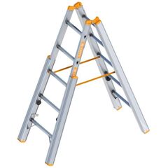  Layher Steigtechnik Leitern Treppenstehleiter TOPIC 5 Sprossen, Aluminiumleiter klappbar mit verstellbaren Holmen, Länge 1.55 m 12405433