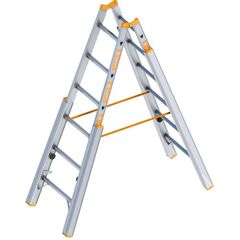 Layher Steigtechnik Leitern Treppenstehleiter TOPIC 6 Sprossen, Aluminiumleiter klappbar mit verstellbaren Holmen, Länge 1.85 m 12405342
