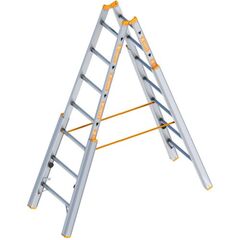  Layher Steigtechnik Leitern Treppenstehleiter TOPIC 7 Sprossen, Aluminiumleiter klappbar mit verstellbaren Holmen, Länge 2.10 m 12405418