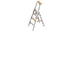  Layher Steigtechnik Leitern Layher Stufenstehleiter einseitig begehbar TOPIC mit 5 breiten Stufen; Aluminiumleiter klappbar mit Podest, Länge 1.95 m 12405361