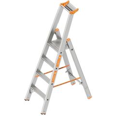  Layher Steigtechnik Leitern Layher Stufenstehleiter einseitig begehbar TOPIC mit 4 breiten Stufen; Aluminiumleiter klappbar mit Podest, Länge 1.70 m 12405434
