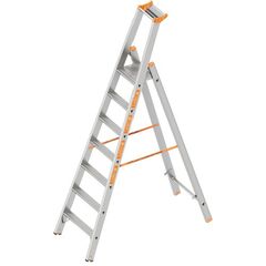  Stehleiter Layher Stufenstehleiter einseitig begehbar TOPIC mit 7 breiten Stufen; Aluminiumleiter klappbar mit Podest, Länge 2.45 m 12405454