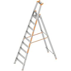  Layher Steigtechnik Leitern Layher Stufenstehleiter einseitig begehbar TOPIC mit 9 breiten Stufen; Aluminiumleiter klappbar mit Podest, Länge 2.95 m 12405417