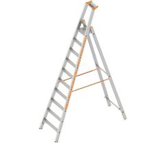  Stehleiter Layher Stufenstehleiter einseitig begehbar TOPIC mit 10 breiten Stufen; Aluminiumleiter klappbar mit Podest, Länge 3.20 m 12405451