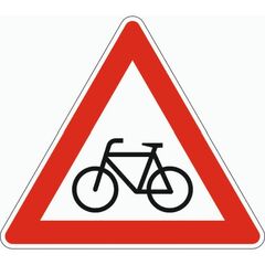  Gefahrenzeichen Verkehrszeichen 138-10 Radverkehr, Aufst. rechts, SL 900 mm, Alu 3 mm, RA2 12357117