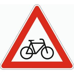  Gefahrenzeichen Verkehrszeichen 138-20 Radverkehr, Aufst. links, SL 900 mm, Alu 3 mm, RA2 12357116