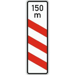  Gefahrenzeichen Verkehrszeichen 157-21 dreistreifige Bake m. Entfernungsang., Aufst. links, 1000x300 mm, Alu 2 mm, RA2 12357240