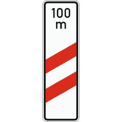  Gefahrenzeichen Verkehrszeichen 159-11 zweistreifige Bake m. Entfernungsang., Aufst. rechts, 1000x300 mm, Alu 2 mm, RA2 12357068