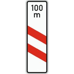  Gefahrenzeichen Verkehrszeichen 159-21 zweistreifige Bake m. Entfernungsang., Aufst. links, 1000x300 mm, Alu 2 mm, RA2 12357239