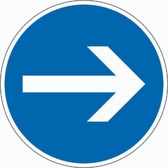  Vorschriftzeichen Verkehrszeichen 211 Vorgeschr. Fahrtrichtung hier rechts, Ø 750 mm, Alu 3 mm, RA2 12356645