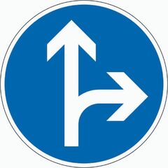  Vorschriftzeichen ADCO Verkehrszeichen 214 Vorgeschr. Fahrtrichtung geradeaus oder rechts, Ø 600 mm, Alu 2 mm, RA2 12355873
