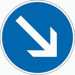  Vorschriftzeichen Verkehrszeichen 222 Vorgeschr. Fahrtrichtung rechts vorbei, Ø 750 mm, Alu 2 mm, RA1 12356361