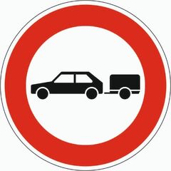  Vorschriftzeichen Verkehrszeichen 257-56 Verbot f. Personenkraftwagen m. Anhänger, Ø 420 mm, Alu 2 mm, RA2 12356193