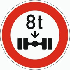  Vorschriftzeichen Verkehrszeichen 263 Verbot f. Fahrzeuge über angeg. tatsächliche Achslast, Ø 600 mm, Alu 3 mm, RA3 12356599