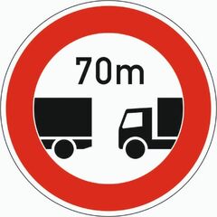  Vorschriftzeichen Verkehrszeichen 273 Verbot f. Unterschreiten d. angeg. Mind.tabstand., Ø 750 mm, Alu 3 mm, RA2 12356450