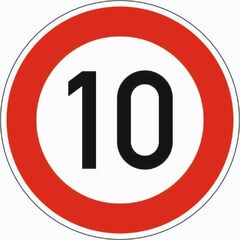  Vorschriftzeichen Verkehrszeichen 274-10 Zulässige Höchstgeschwindigkeit 10 km/h, Ø 600 mm, Alu 3 mm, RA2 12356586