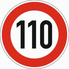  Vorschriftzeichen Verkehrszeichen 274-110 Zulässige Höchstgeschwindigkeit 110 km/h, Ø 750 mm, Alu 3 mm, RA3 12356444