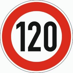  Vorschriftzeichen Verkehrszeichen 274-120 Zulässige Höchstgeschwindigkeit 120 km/h, Ø 750 mm, Alu 2 mm, RA1 12356443