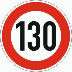  Vorschriftzeichen Verkehrszeichen 274-130 Zulässige Höchstgeschwindigkeit 130 km/h, Ø 750 mm, Alu 2 mm, RA1 12356026