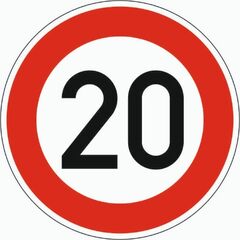  Vorschriftzeichen Verkehrszeichen 274-20 Zulässige Höchstgeschwindigkeit 20 km/h, Ø 750 mm, Alu 3 mm, RA3 12356990