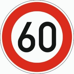  Vorschriftzeichen Verkehrszeichen 274-60 Zulässige Höchstgeschwindigkeit 60 km/h, Ø 750 mm, Alu 2 mm, RA2 12356983