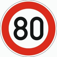  Vorschriftzeichen Verkehrszeichen 274-80 Zulässige Höchstgeschwindigkeit 80 km/h, Ø 750 mm, Alu 3 mm, RA3 12356567