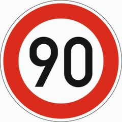  Vorschriftzeichen Verkehrszeichen 274-90 Zulässige Höchstgeschwindigkeit 90 km/h, Ø 600 mm, Alu 3 mm, RA3 12356839