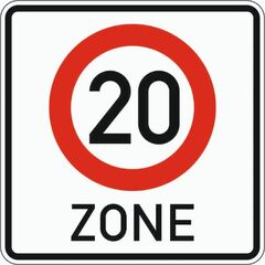 Vorschriftzeichen Verkehrszeichen 274-1-20 Beginn einer Tempo 20-Zone 840x840 mm, Alu 2 mm, RA1 12356310